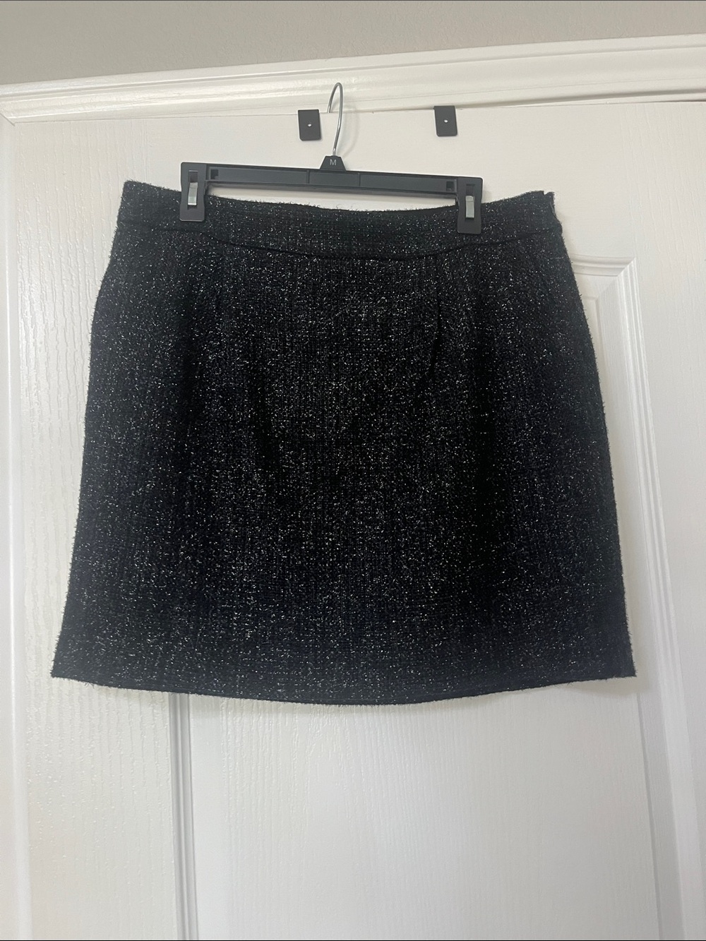Ann Taylor Black Sparkle Tweed Mini Skirt